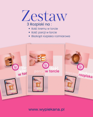 3 rozpiski | ilość kremu w torcie | ilość porcji w torcie |biszkopt rozpiska rozmiarowa
